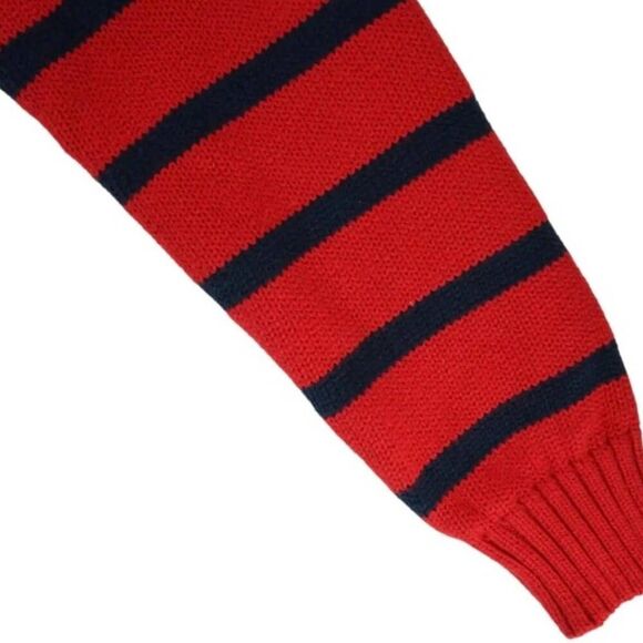 POLO RALPH LAUREN Men's Striped Crewneck Sweater Red Navy M Cotton Classic - Picture 7 of 10